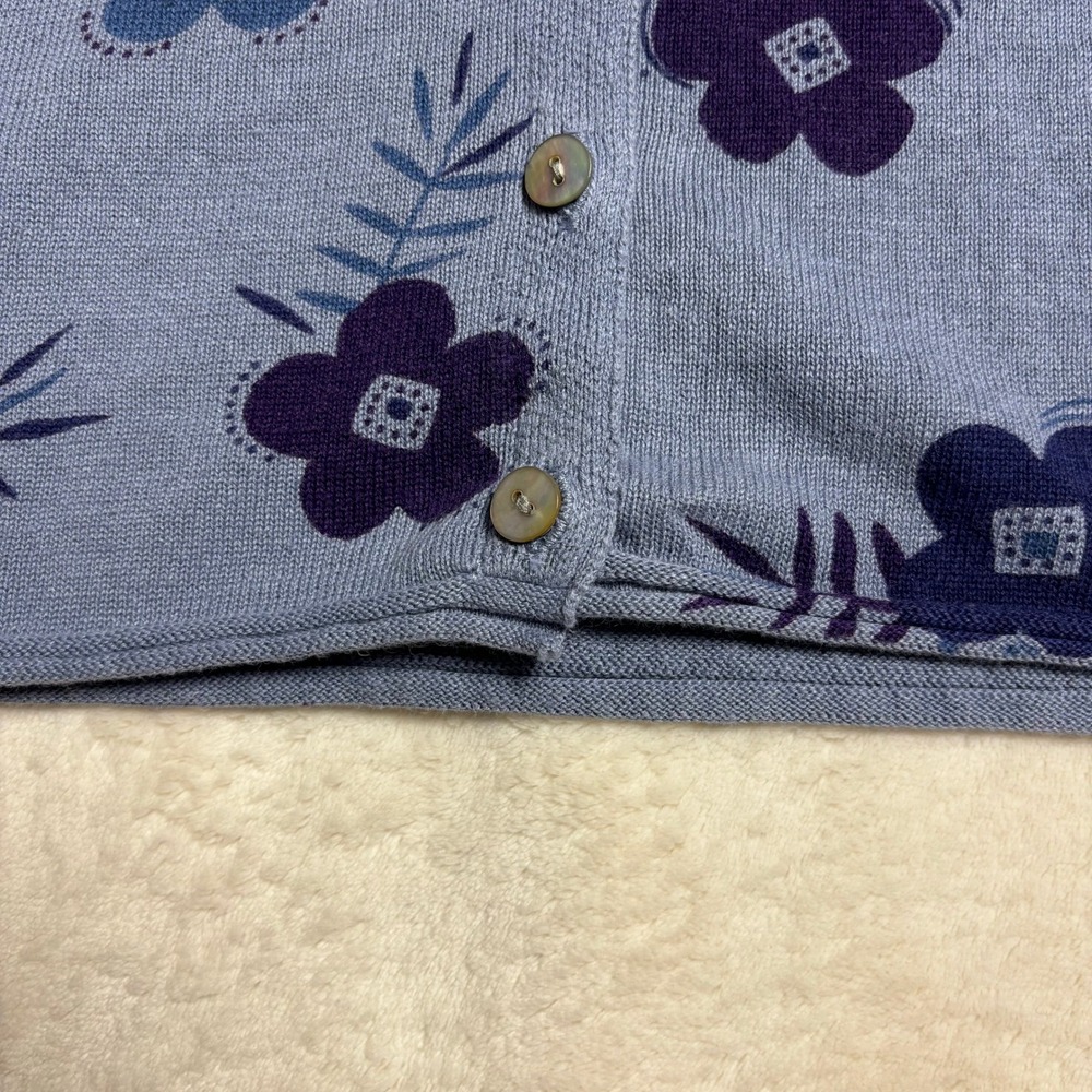 Gudrun Sjoden Floral Cardigan Sweater Size Small Blue Linen Cotton - Picture 4 of 12